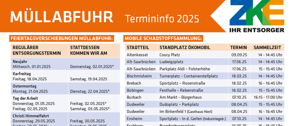 Termininfo 2025 - ZKE Abfallkalender